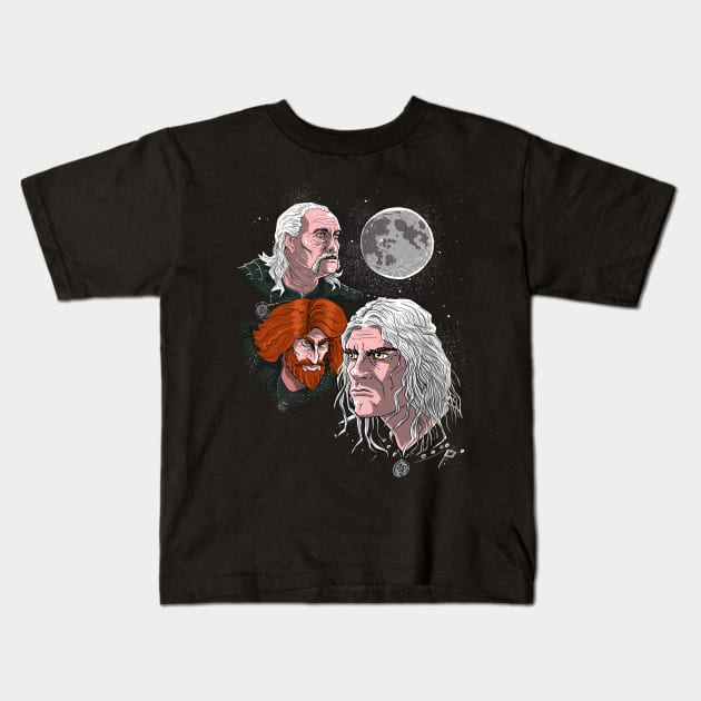 Three Witcher Moon Kids T-Shirt by Krobilad